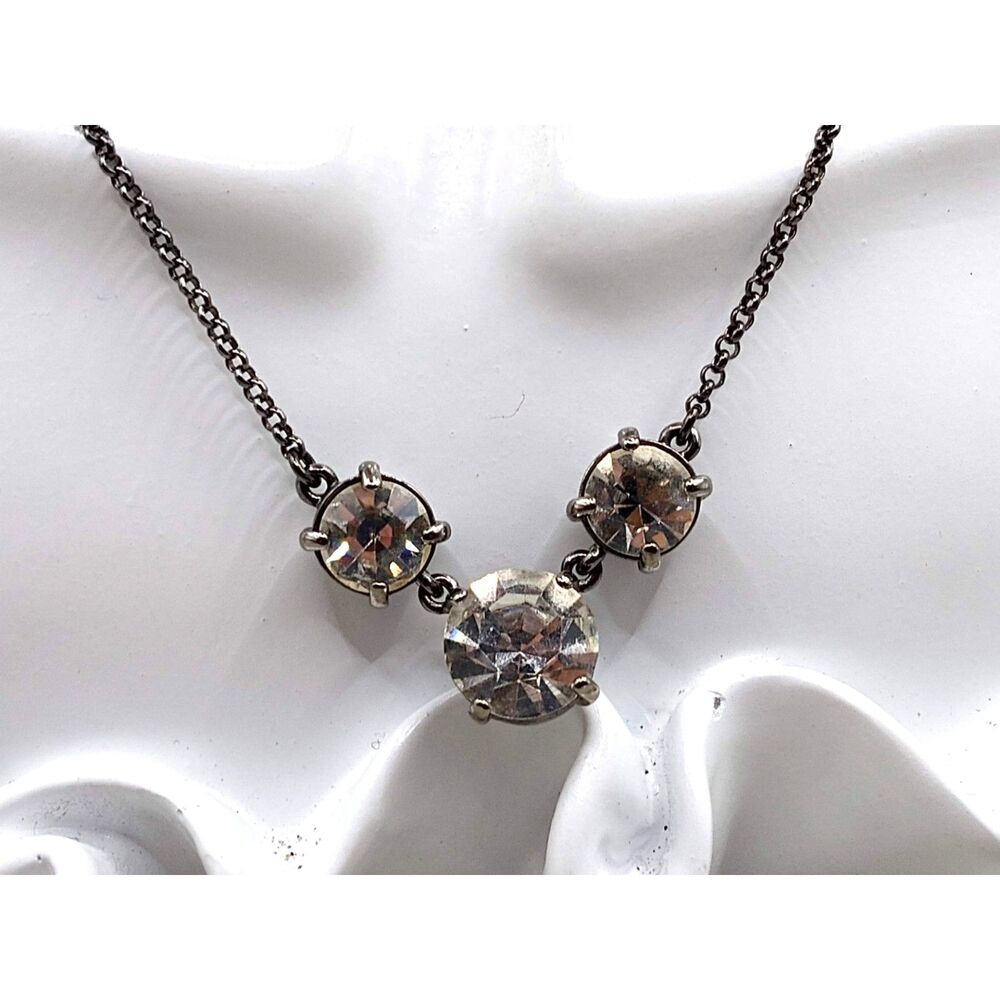 Nine West Vintage Beautiful Three Crystal Necklace Made with Austrian Crystals